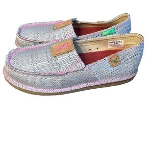 New Twisted X Slip On Moc Shoes Womens US 6 M WCL0012 Canvas Gray Tough Enough